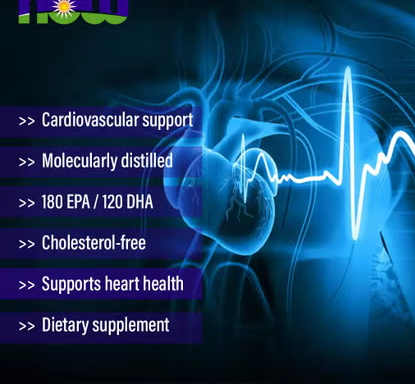 Now Omega 3 1000mg 180 EPA / 120 DHA Fish Oil Supplement Softgels, Pack of 100's