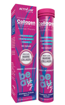 Activlab Pharma Collagen Beauty No Sugar Effervescent Tablets For Skin Firmness and Moisturization, Strawberry Flavor, Pack of 20's