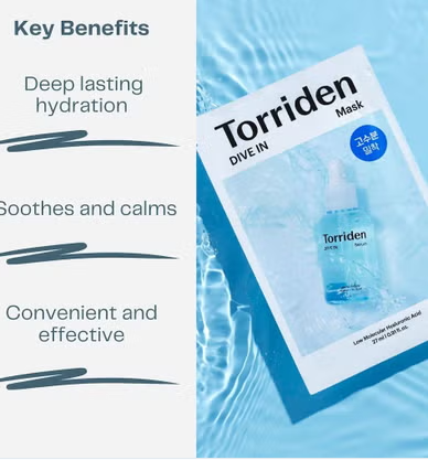 Torriden Dive In Hyaluronic Acid Facial Sheet Mask 27ml, Pack of 10's