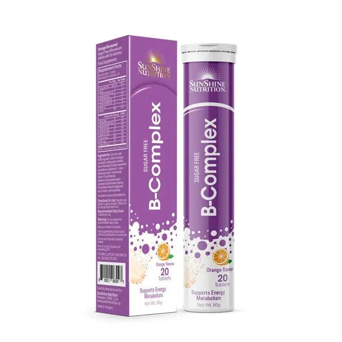 Sunshine Nutrition B-Complex Sugar Free Orange Flavor Effervescent Tablets 20's - www.plcgcc.com