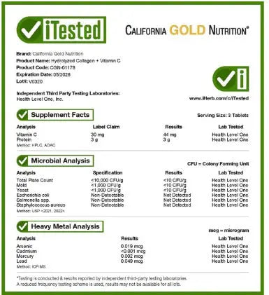 California Gold Nutrition Collagen Peptides Plus Vitamin C Dietary Supplement 250 Tablets California Gold Nutrition