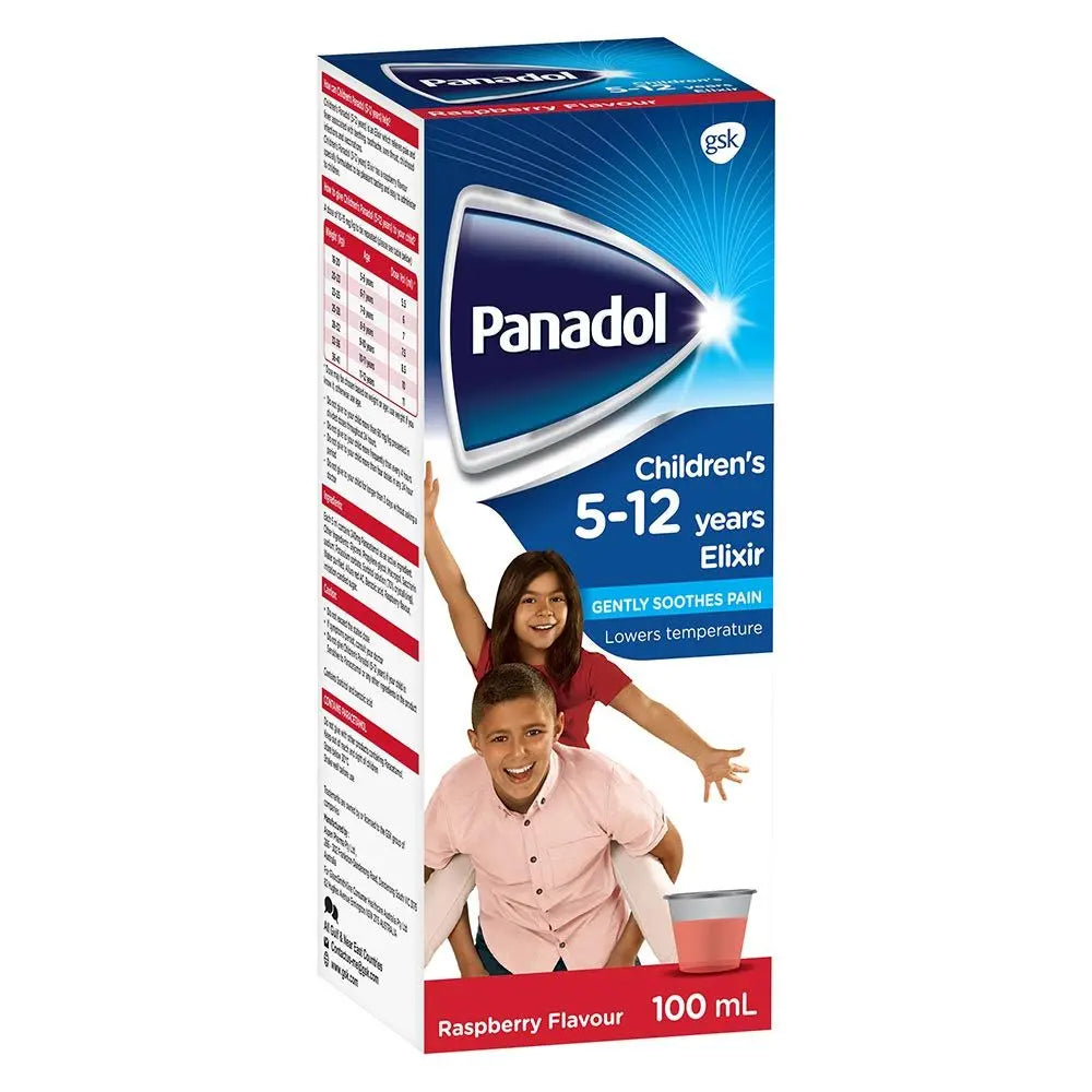 Panadol Children's Paracetamol Elixir 240mg/5ml, For Fever And Pain Relief 100ml Panadol