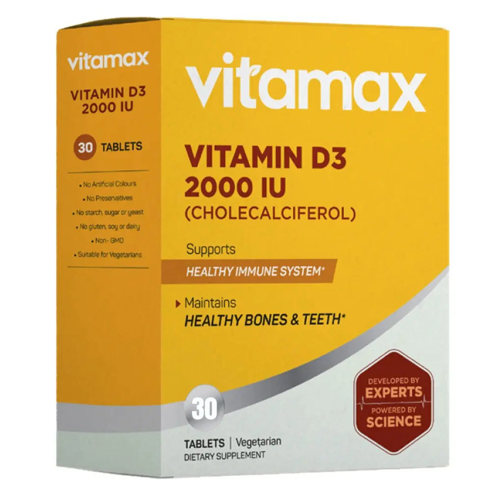 Vitamax Vitamin D3 2000 IU Vegetarian Tablet For Healthy Bone & Teeth, Pack of 60's Vitamax