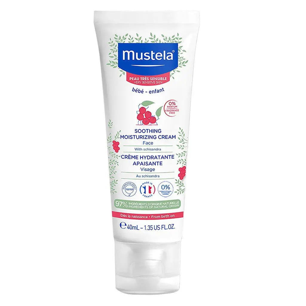 Mustela Baby Soothing Moisturising Face Cream For Sensitive Skin, Fragrance-Free 40ml Mustela