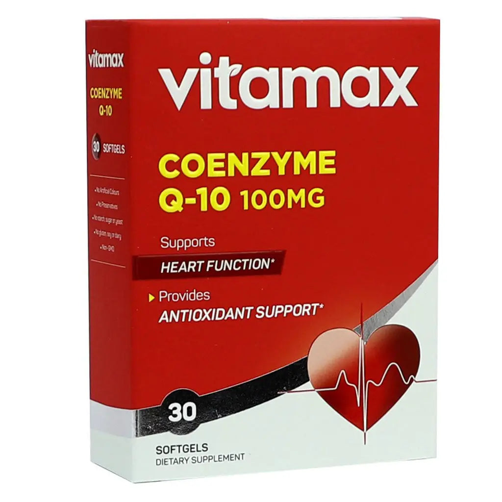 Vitamax Coenzyme Q10 100 mg Softgels For Heart & Antioxidant Support, Pack of 30's Vitamax