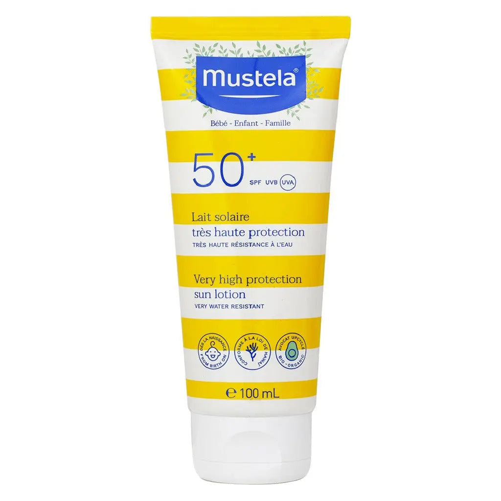 Mustela Very High Protection SPF50+ Sunscreen Lotion For Face and Body, Water Resistant 100ml Mustela