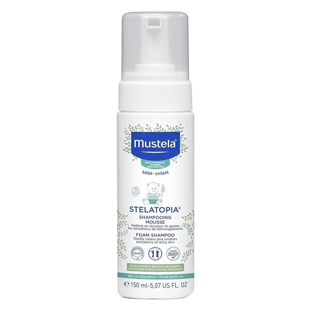 Mustela Stelatopia Foam Baby Shampoo For Atopic Prone Skin, Fragrance-Free 150ml Mustela