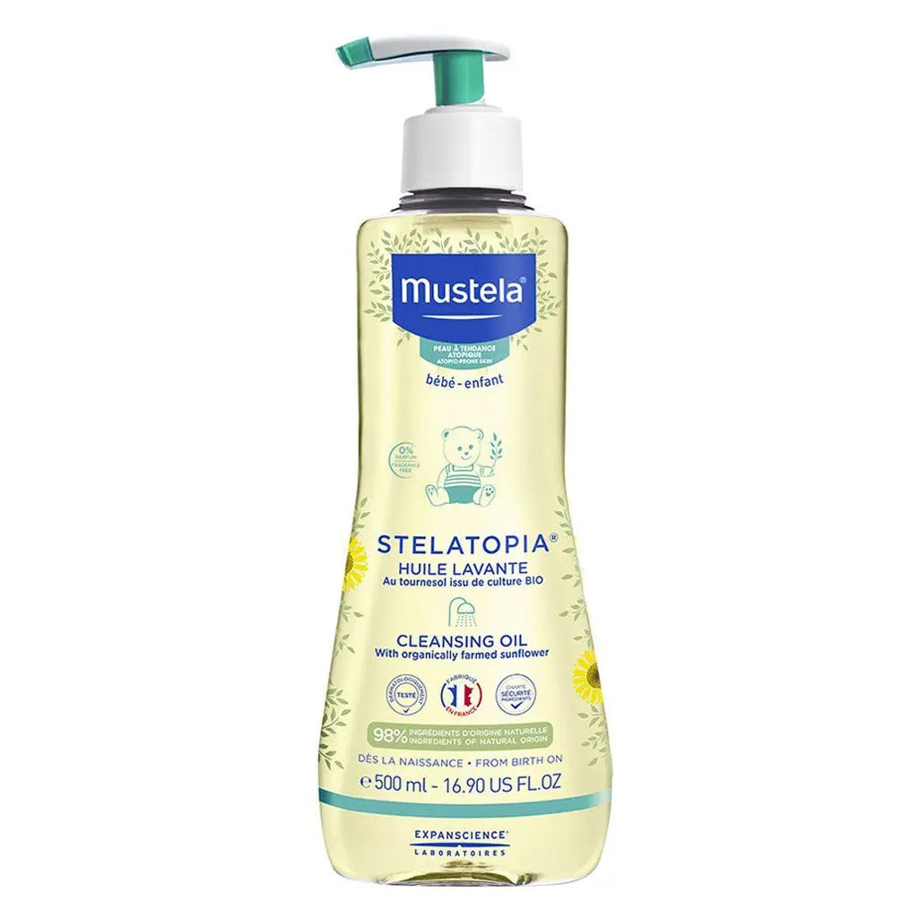 Mustela Baby Stelatopia Cleansing Oil For Atopic Prone Skin, Fragrance-Free 500ml Mustela