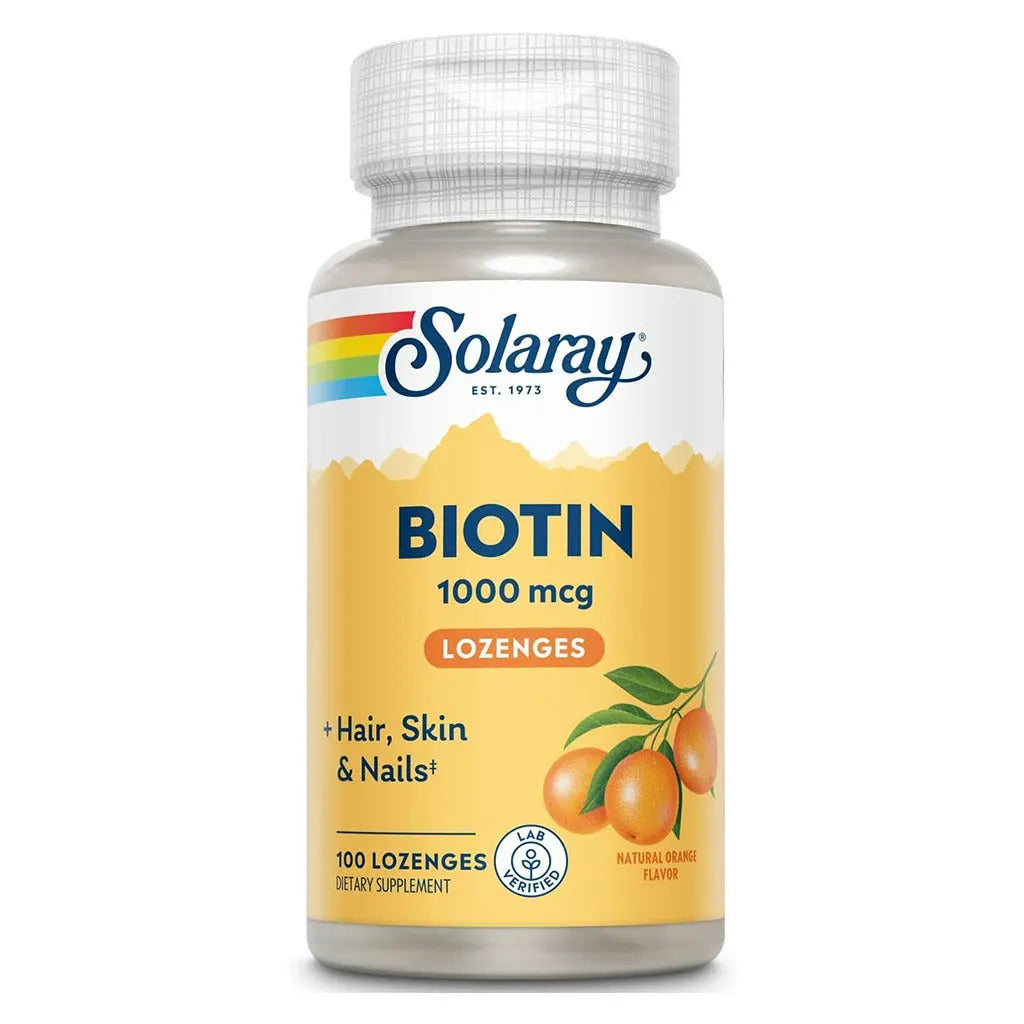 Solaray Biotin 1000mcg Lozenges For Healthy Hair, Skin & Nails, Pack of 100's Solaray