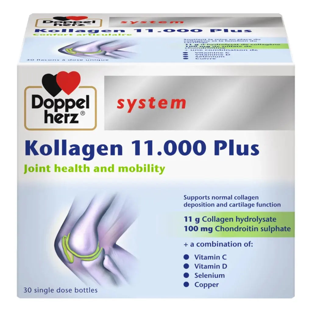 Doppelherz Kollagen 11.000 Plus Drinkable Collagen Supplement For Joint Health, Single Dose Phials, Pack of 30's Doppelherz