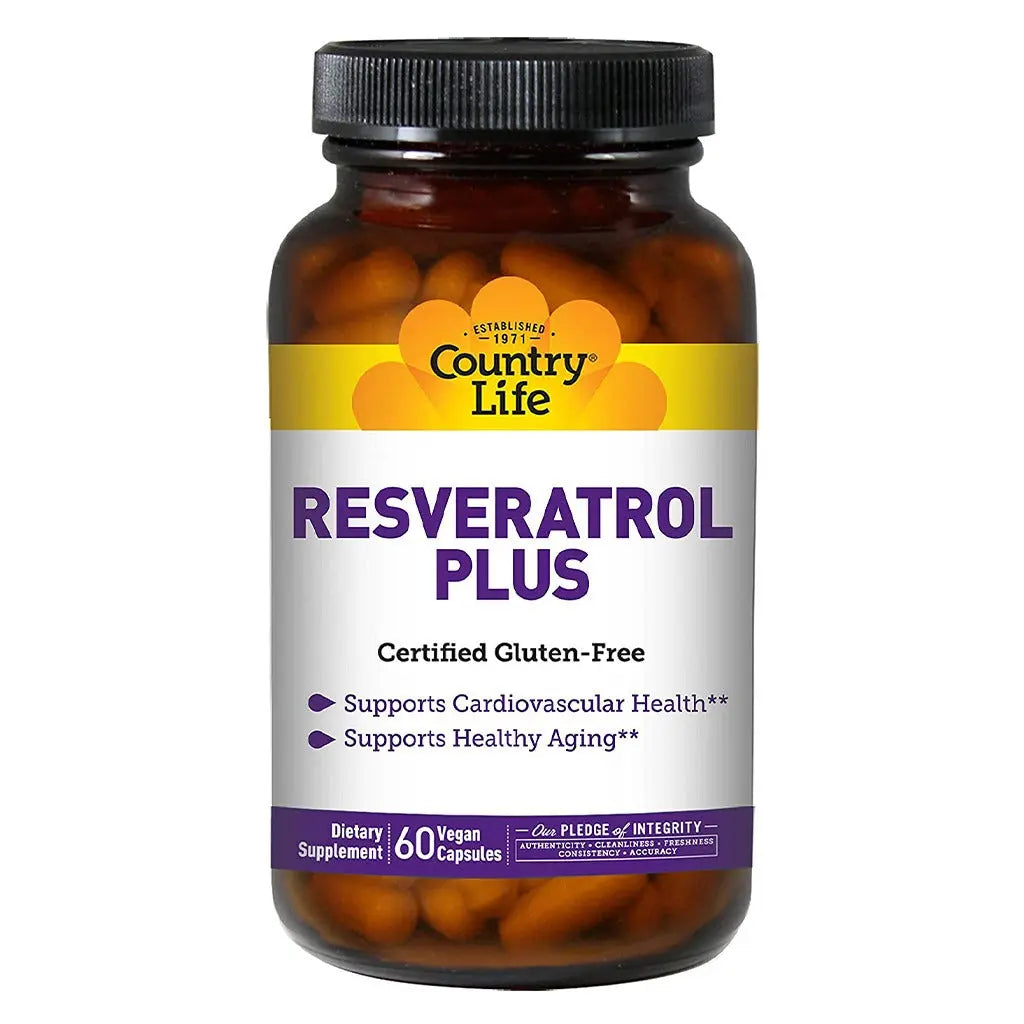 Country Life Resveratrol Plus Vegan Capsules For Heart Health, Pack of 60's Country Life