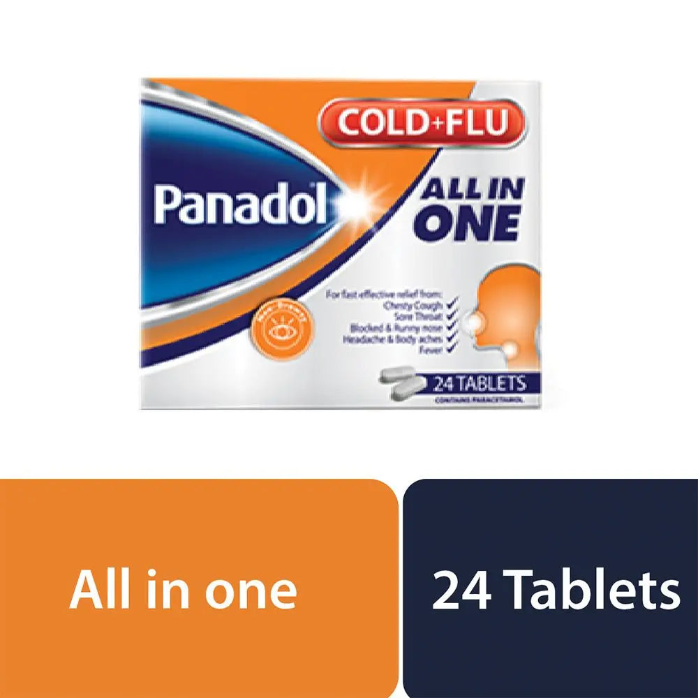 Panadol Cold & Flu All In One Tablets For Cough, Cold & Flu Symptoms, Pack of 24's Panadol