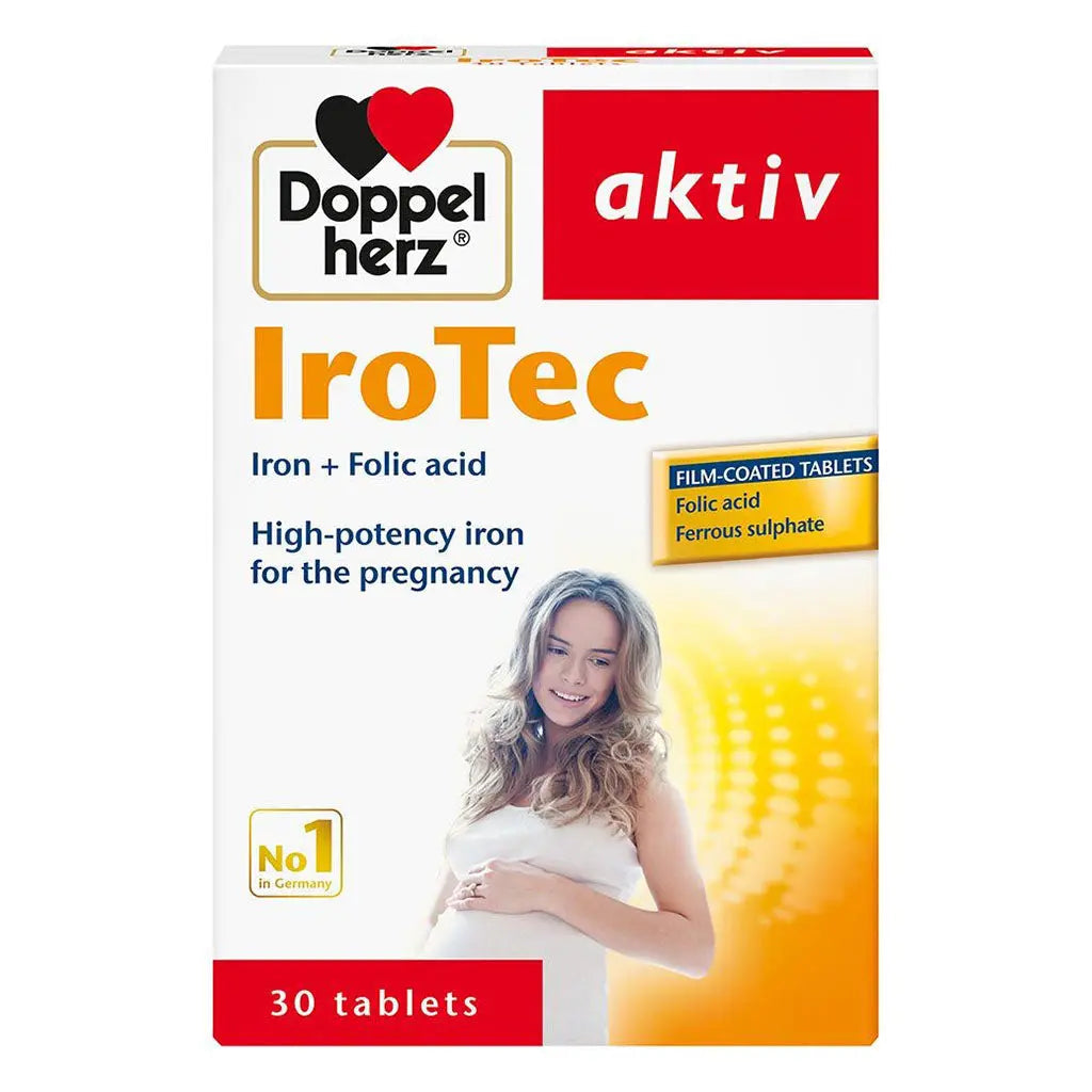 Doppelherz aktiv IroTec Iron + Folic Acid Tablets For Pregnancy Support, Pack of 30's Doppelherz