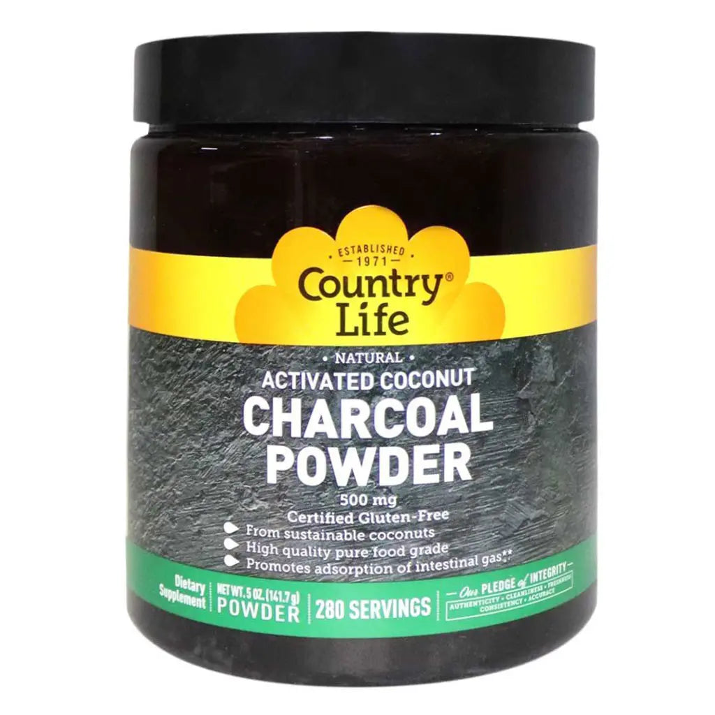 Country Life Natural 500 mg Activated Coconut Charcoal Gluten-Free Powder, Pack of 280 Servings Country Life