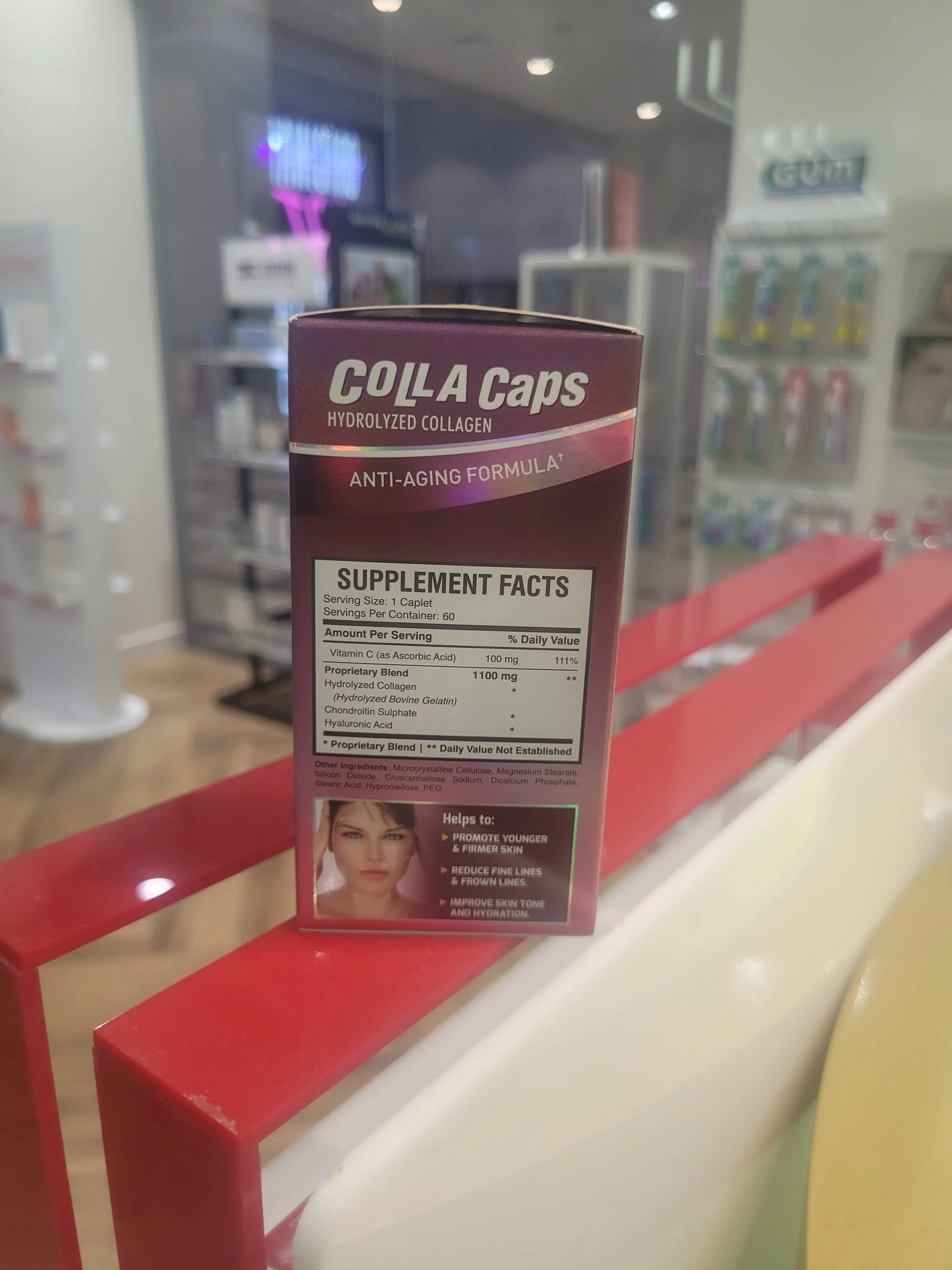 AMS Colla Caps Anti-Aging Caplets With High Strength Hydrolysed Collagen & Vitamin C, Pack of 60's AMS