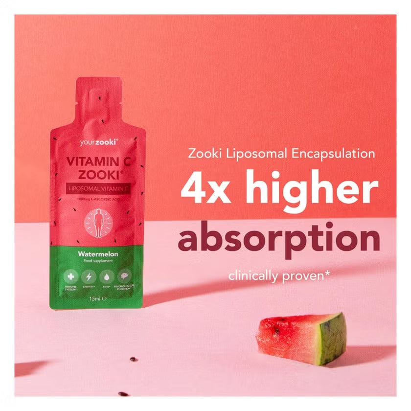 Zooki Liposomal Vitamin C 1000mg Watermelon Flavor Liquid Sachets 15ml, Pack of 14's