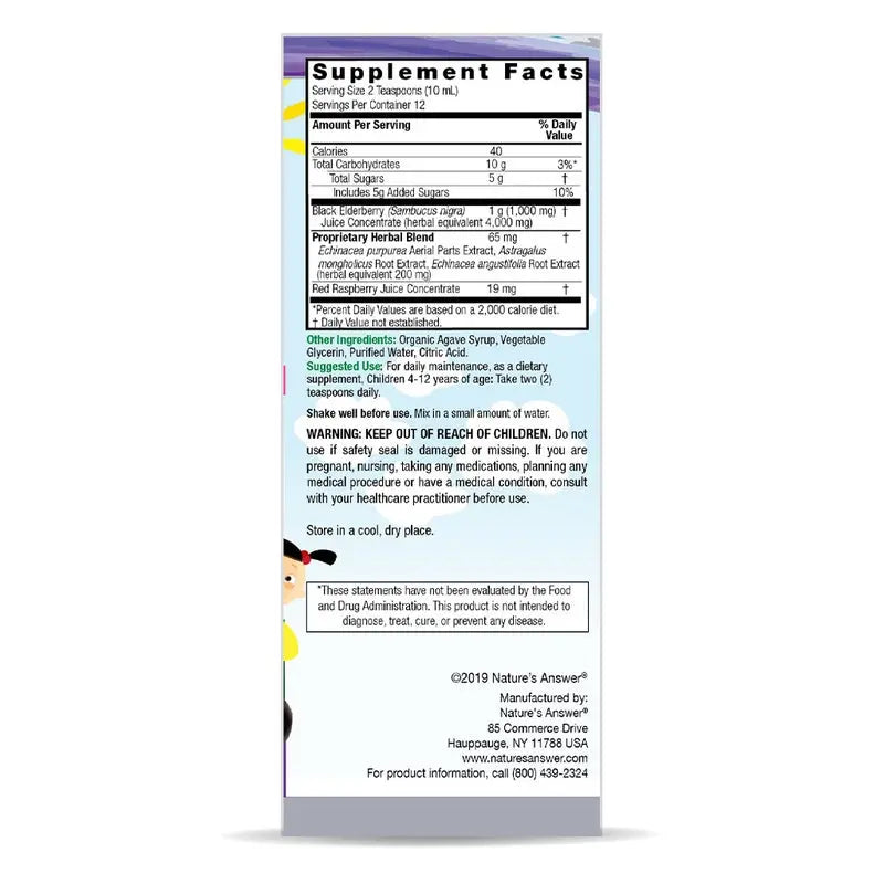 Nature's Answer Sambucus Kids Syrup For Immune Support 120ml Nature's Answer