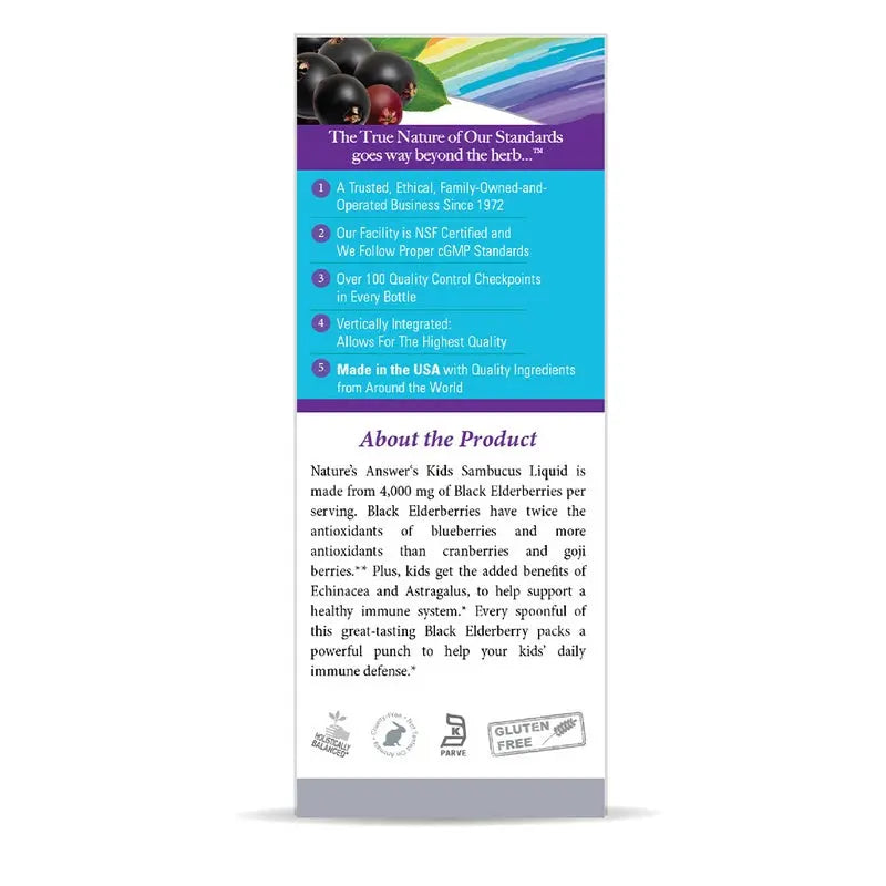 Nature's Answer Sambucus Kids Syrup For Immune Support 120ml Nature's Answer