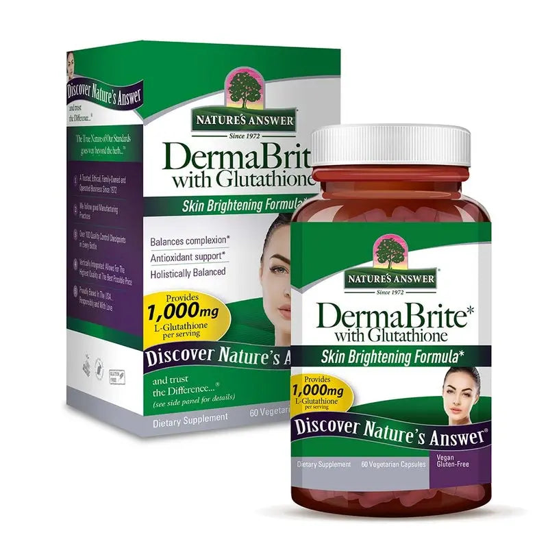 Nature's Answer DermaBrite With Glutathione Vegetarian Capsules For Skin Brightening, Pack of 60's Nature's Answer