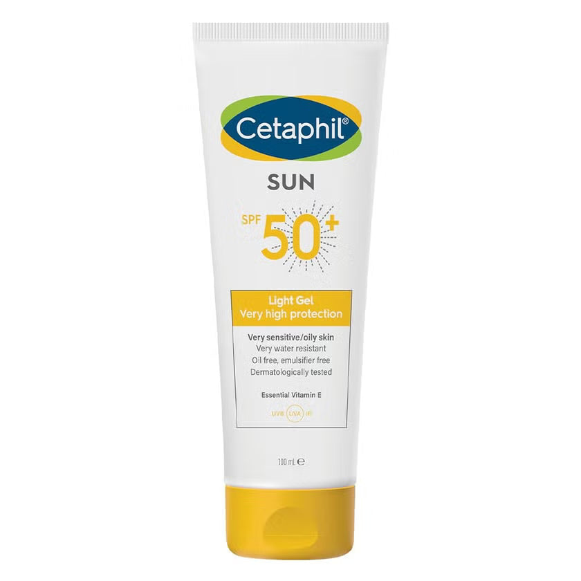Cetaphil Sun SPF 50+ Very High Protection Light Gel, Moisturizer sunscreen For Face & Body With Very Sensitive/Oily Skin - 100ml