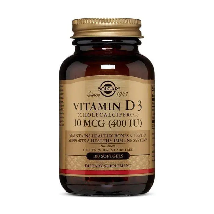 Solgar Vitamin D3 400iu Soft gels Cholecalciferol 100's Solgar
