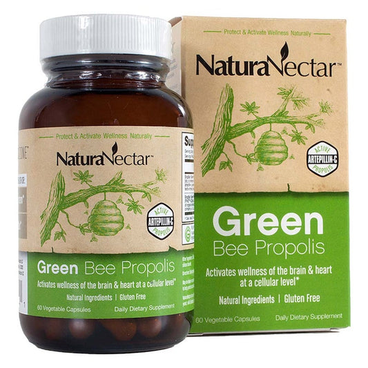NaturaNectar Green Bee Propolis Vegetable Capsule For Brain, Heart & Immune Support 60's NaturaNectar