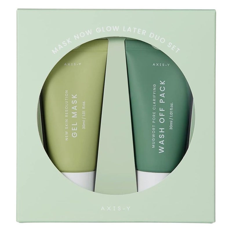 Axis-Y Mask Now Glow Later Wash Off Mask Duo Set - Gel Mask + Wash Off Pack 2*30ml Axis-Y