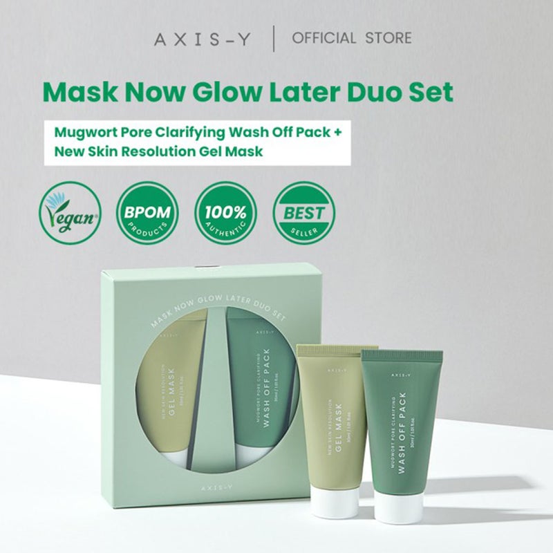 Axis-Y Mask Now Glow Later Wash Off Mask Duo Set - Gel Mask + Wash Off Pack 2*30ml Axis-Y
