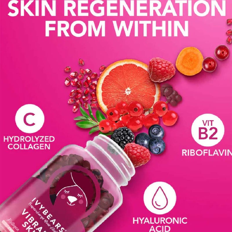 Ivybears Vibrant Skin Gummies With Collagen & Hyaluronic Acid, Pack of 60's Ivybears