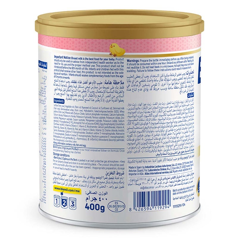 Blemil Plus Optimum Protech Stage 2 Infant Milk Formula For 6 To 12 Months 400g