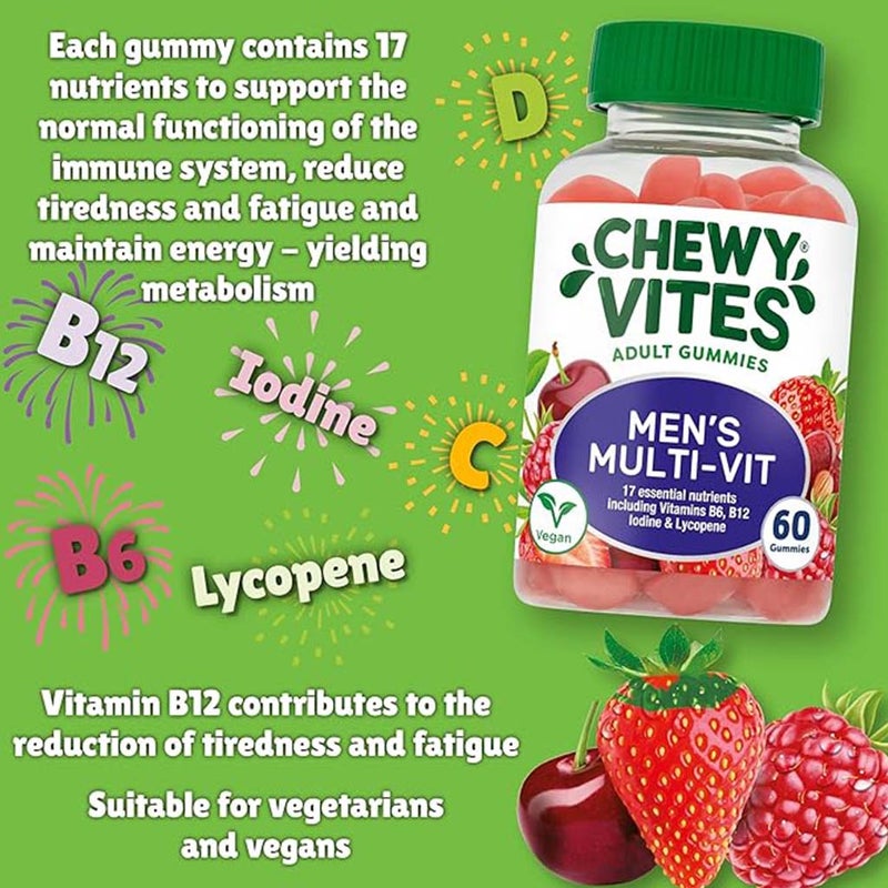 Chewy Vites Men's Multivitamin Supplement Adult Gummies, Pack of 60's Chewy Vites