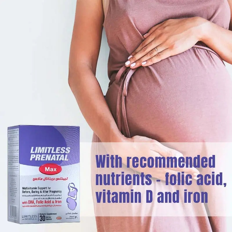 Eva Pharma Limitless Prenatal Max Multivitamin Softgel Capsules For Before, During & After Pregnancy, Pack of 30’s Eva Pharma