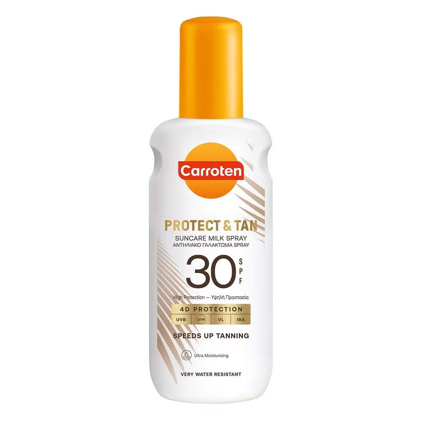 Carroten Protect & Tan Suncare SPF30 Tanning Body Milk Spray 200ml