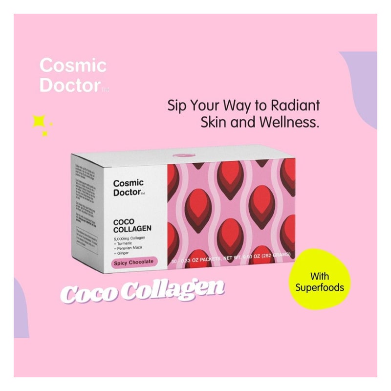 Cosmic Doctor Coco Collagen Supplement Sachets Spicy Chocolate Flavour, Pack of 30's Cosmic Doctor