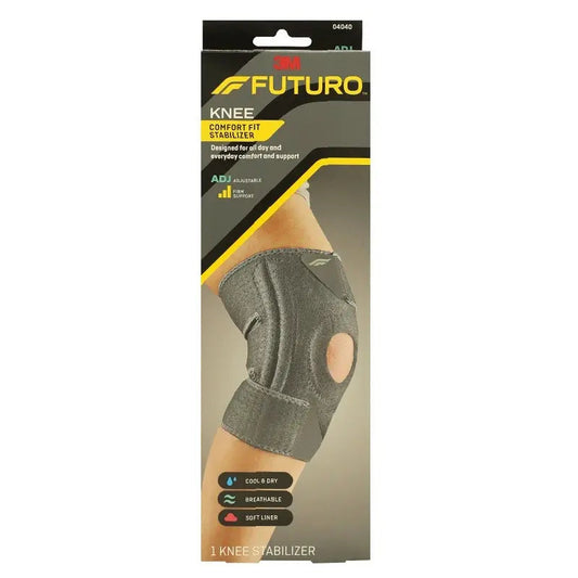 Futuro Adjustable Knee Stabilizer For Left/Right Knee, Firm Support, Grey Color, One Size, Pack of 1’s Futuro