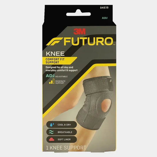 Futuro Adjustable Knee Support For Left/Right Knee, Moderate Support, Grey Color, One Size, Pack of 1’s Futuro