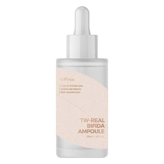 Isntree TW-Real Bifida Facial Ampoule, 50ml, for tone and wrinkle care, high functional with natural ingredients.