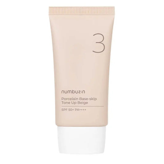 Numbuzin No 3 Porcelain Base Skip Tone Up SPF50+ PA+++ Tinted Sunscreen - Beige Color 50ml Numbuzin