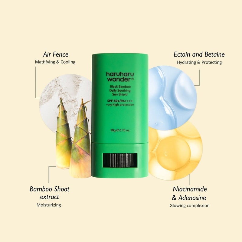 Haruharu Wonder Black Bamboo Daily Soothing Sun Shield Stick With SPF50+ PA++++ 20g Haruharu Wonder