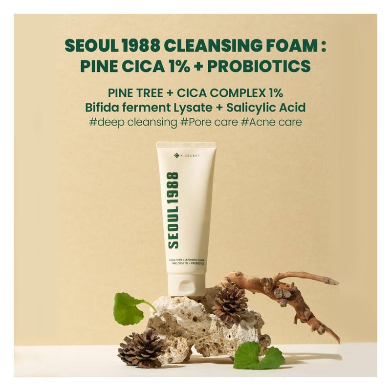 K-Secret Seoul 1988 Pine Cica 1% + Probiotics Cleansing Foam 150ml K-Secret