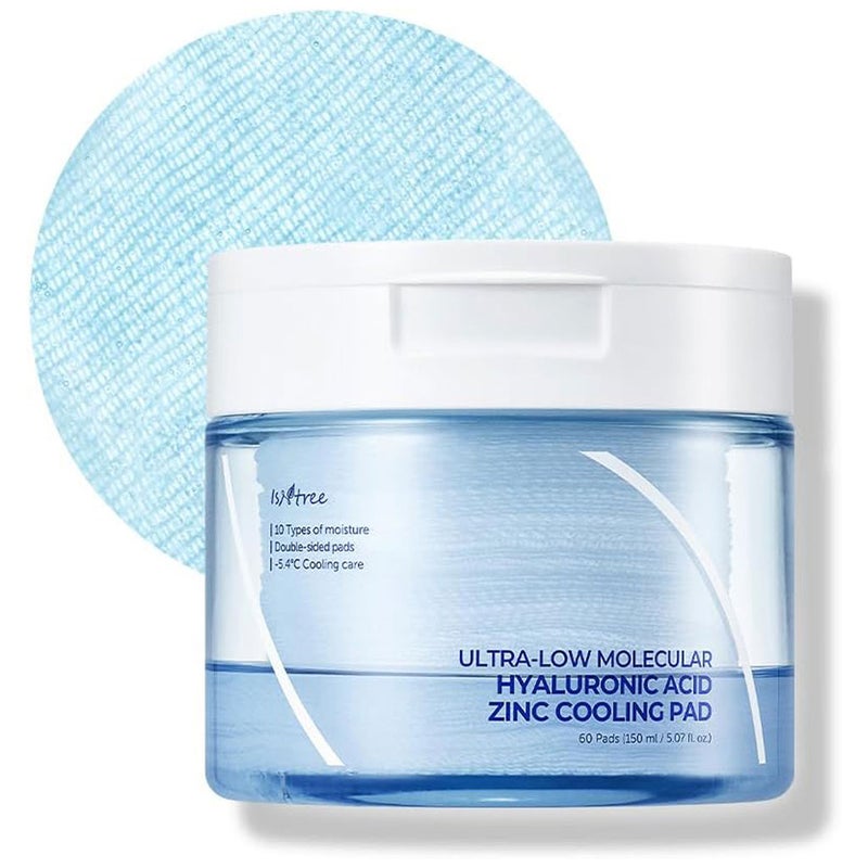 Isntree Ultra Low Molecular Hyaluronic Acid & Zinc Facial Cooling Pads, Pack of 60's Isntree