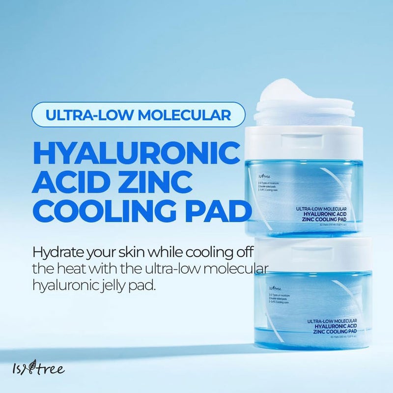 Isntree Ultra Low Molecular Hyaluronic Acid & Zinc Facial Cooling Pads, Pack of 60's Isntree