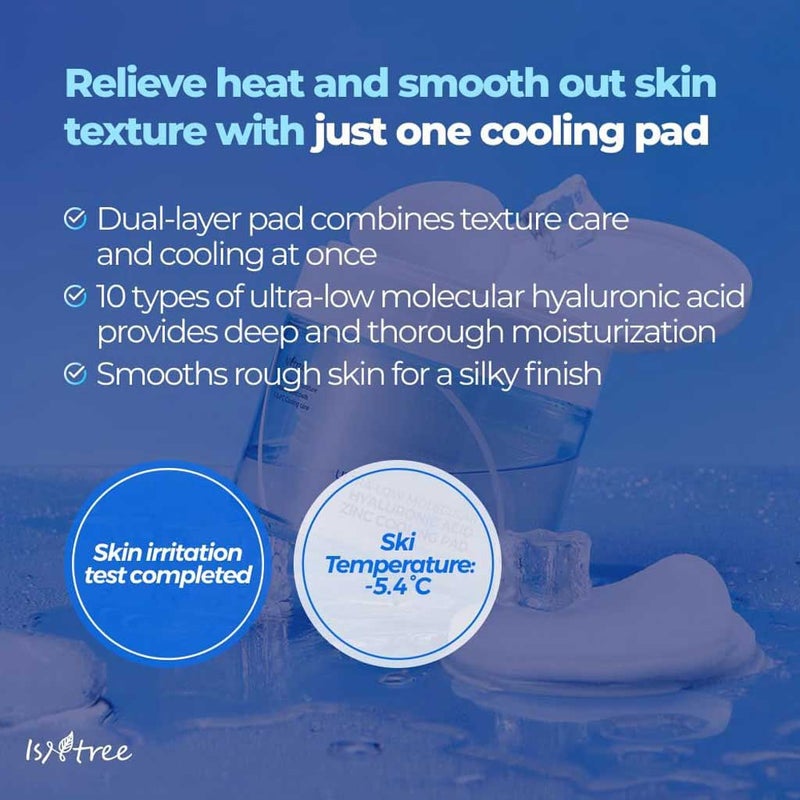 Isntree Ultra Low Molecular Hyaluronic Acid & Zinc Facial Cooling Pads, Pack of 60's Isntree