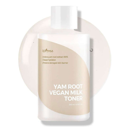 Isntree Yam Root Vegan Milk Toner 200ml for deep hydration and skin barrier protection with 80% yam root extract.
