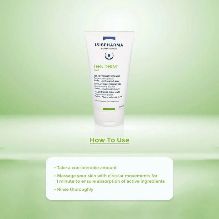 ISISPHARMA Teen Derm Gel, Purifying Exfoliating Cleanser - 150ml