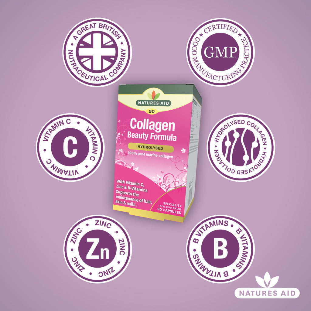 Natures Aid Collagen With Vitamin c Zinc & B-Vitamin 90 Vegetable capsules Natures Aid