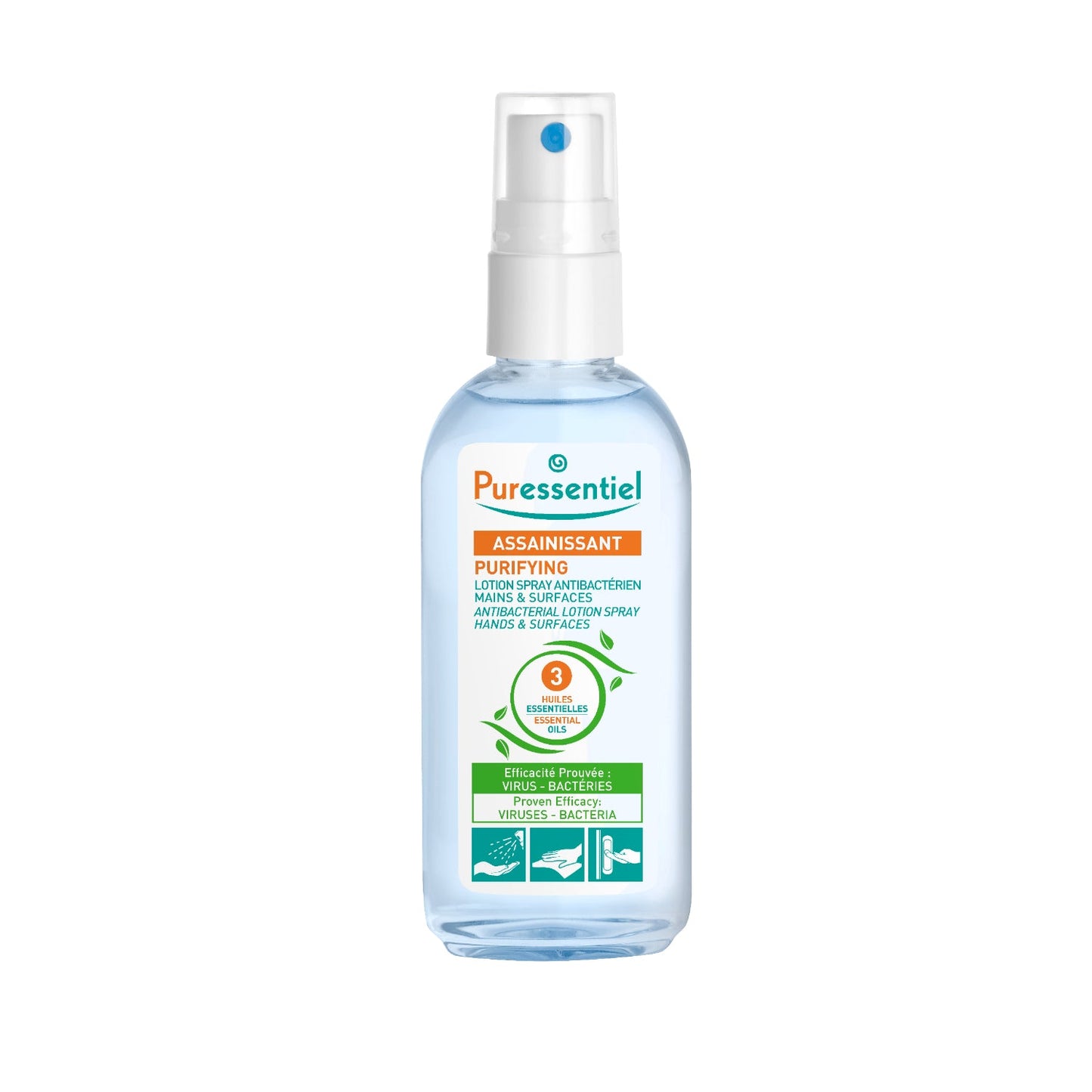 Puressentiel Purifying Antibacterial Lotion Spray Hands & Surfaces with 3 Essential Oils 80ml