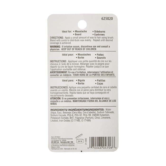 Clubman Moustache Wax Hang Pack-Brown With Comb 0.5 Oz