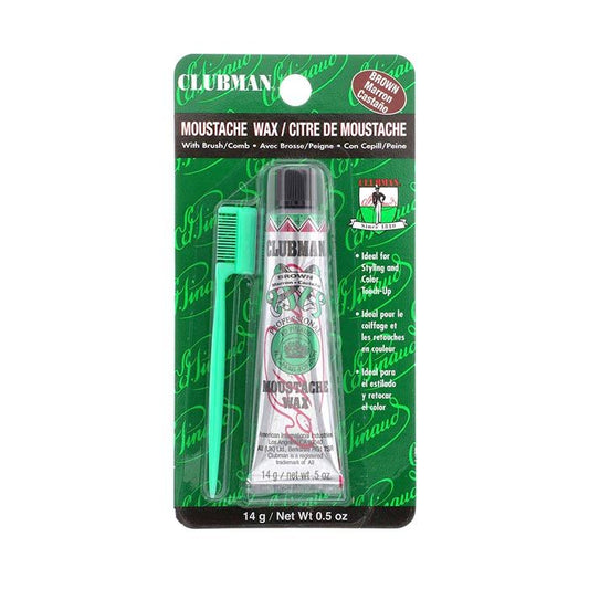 Clubman Moustache Wax Hang Pack-Brown With Comb 0.5 Oz