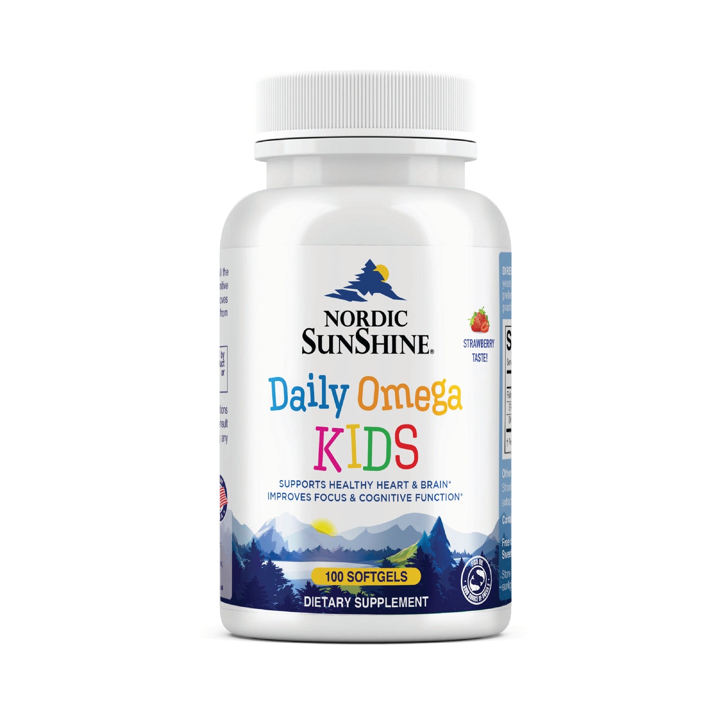 Nordic Sunshine Daily Omega-3 Kids 350mg, Brain, Eye & Immune Support - 100 Chewable Softgels